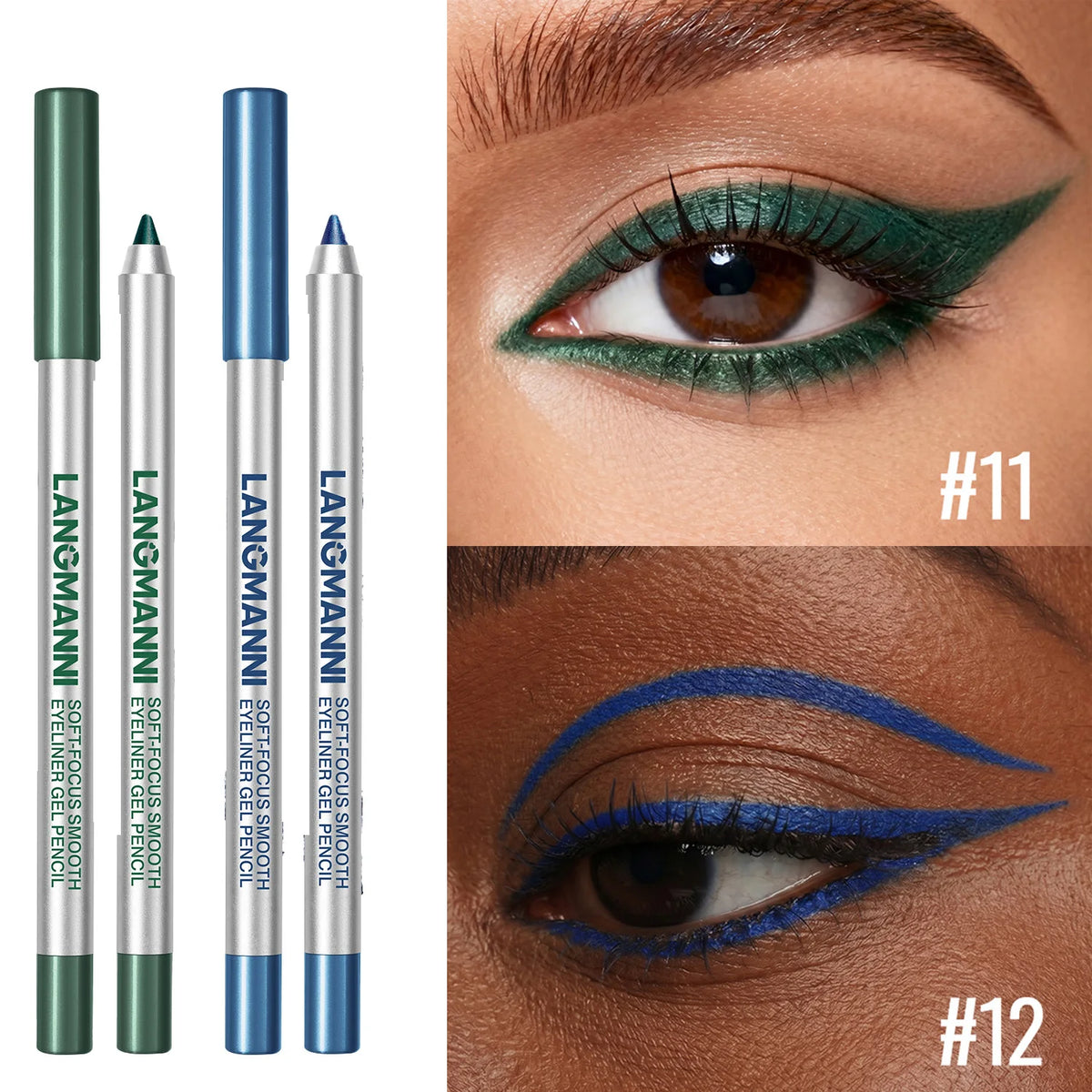 Pearlescent Eyeliner Gel Pencil Waterproof Lasting Smooth Glitter Eye Liner Makeup For Upper Lower Lash Line Eyeshadow Stick HIP 11 Add 12-2Pc