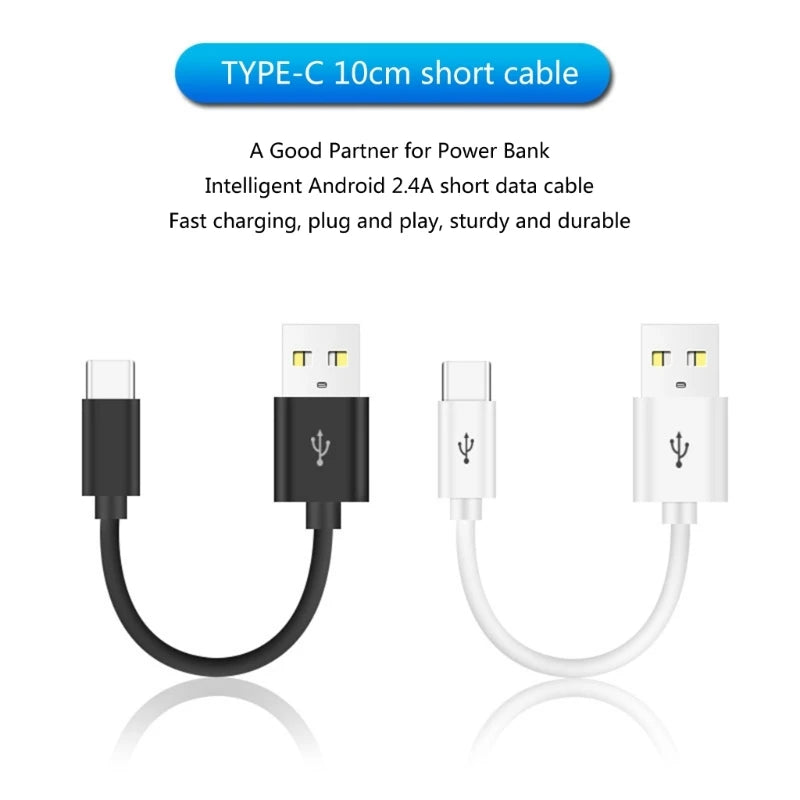 10cm Short USB to USB-C Fast Charging & Data Cable USB-C Charging Cable HIP