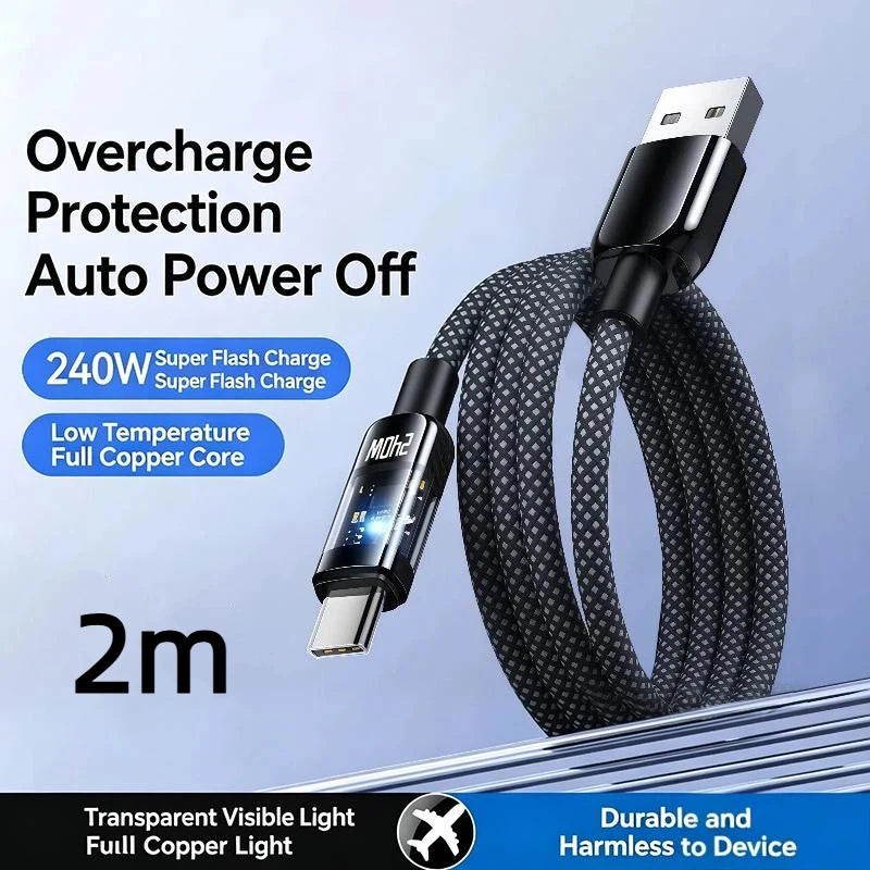 240W USB-C Fast Charging Cable 1M & 2M | 6A Type-C USB-C Charging Cable HIP B