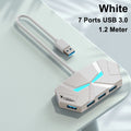 7-Port USB 3.0 Hub Splitter – 5Gbps & Type-C Power Supply USB Hub HIP 1.2M 7-in-1 White