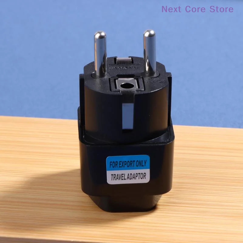 2-in-1 Universal Travel Plug Adapter Type E/F – EU Black Travel Plug Adapter HIP