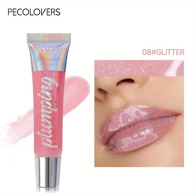 Shimmer Lip Oil Tinted For Fuller Lip Effect, Collagen Lip Gloss, Moisturizing Lip Care Extreme Volume Lip Essence Lips Enhancer HIP 08