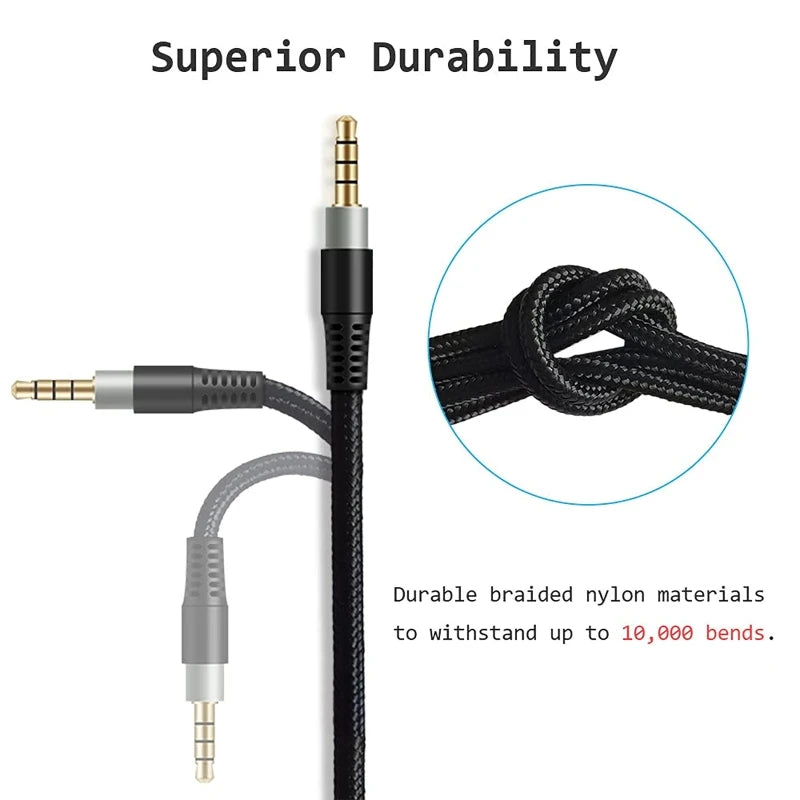 3.5mm Replacement Cable for HyperX Cloud & Alpha Headsets Headphone Cable HIP
