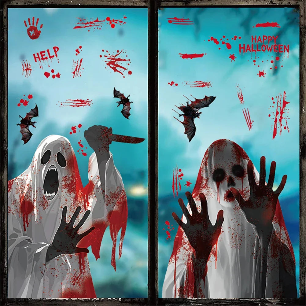 Blood Stains Handprint Mirror Static Stickers Halloween Window Glass Decor For Ghost Festival Party Supplies HIP