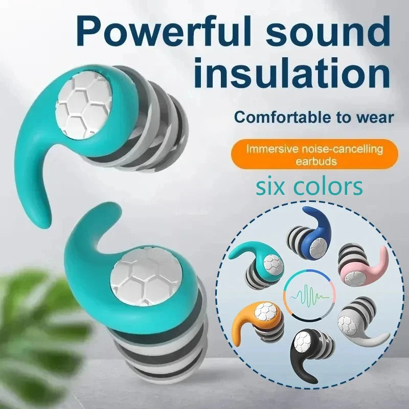Triple-Layer Silicone Noise-Cancelling Earplugs | Sleep & Travel Silicone Earplugs HIP