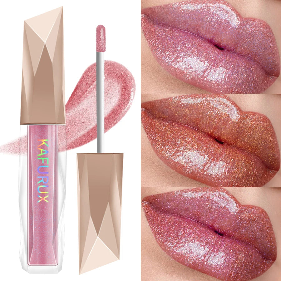 1PC Shimmer Lip Gloss For Fuller Lip Effect, Moisturizing Lip Care Lip Essence Long Lasting Lip Glaze Sexy Lips Makeup Pink Red HIP