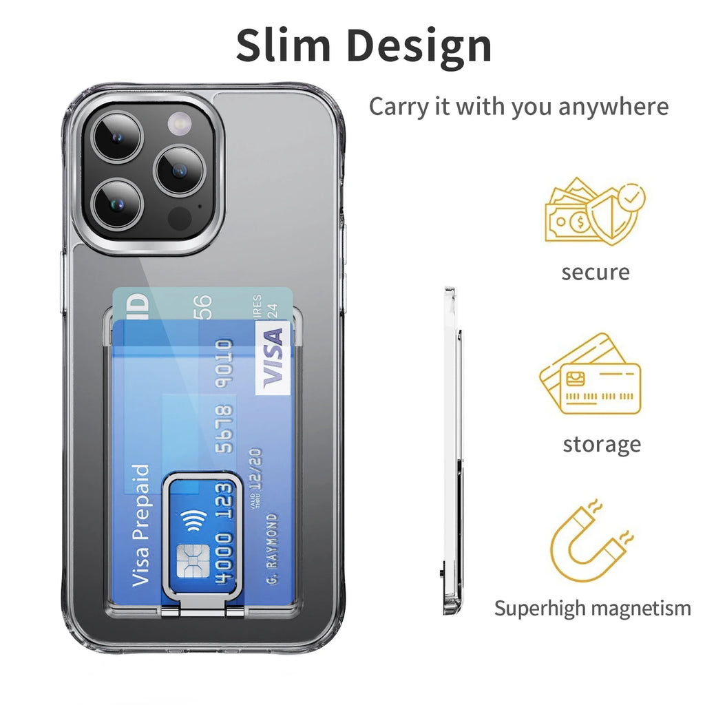 MagSafe Transparent Card Wallet Case – iPhone 15 16 17 Magnetic Card Wallet HIP