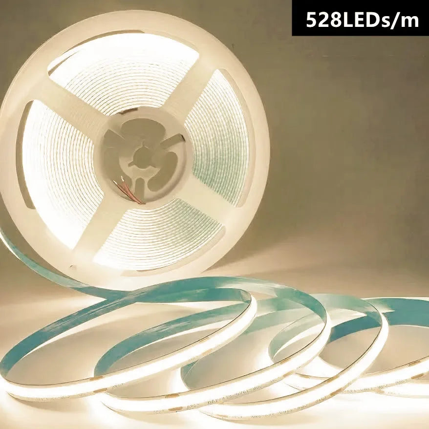 COB LED Strip Light 528 LEDs/m 12V 24V Flexible Tape 1–5m COB LED Strip Light HIP Neutral White-4000K 528LEDs- 10mm PCB DC 24V|5m