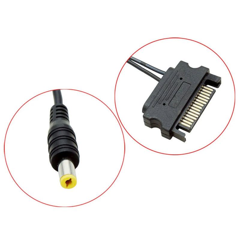 SATA 15-Pin to DC 5.5×2.1mm Power Cable 12V 5V Splitter PC Power Adapter Cable HIP