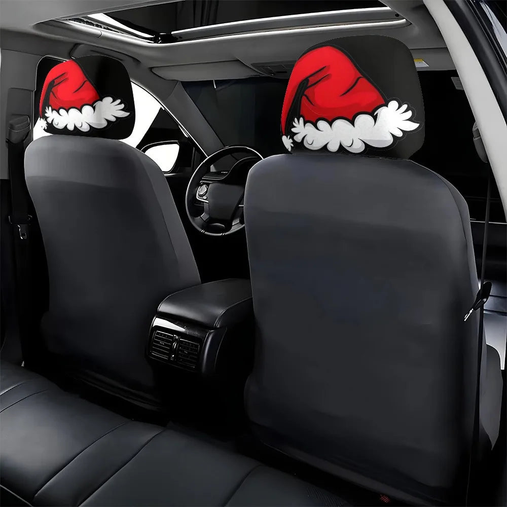 2-Pack Santa Hat Car Headrest Covers – Washable Holiday Protectors Car Headrest Covers HIP