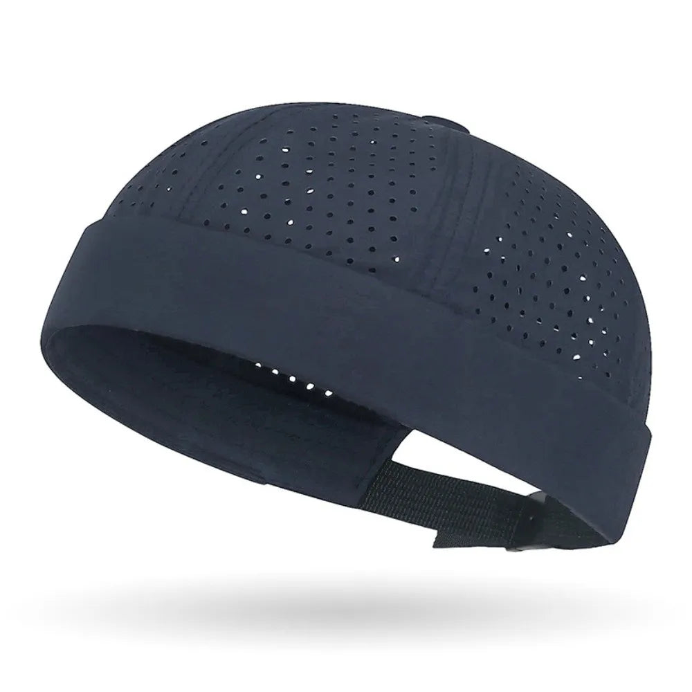 Mesh Brimless Skullcap – Adjustable Breathable Unisex Docker Hat Brimless Skullcap HIP Dark Blue