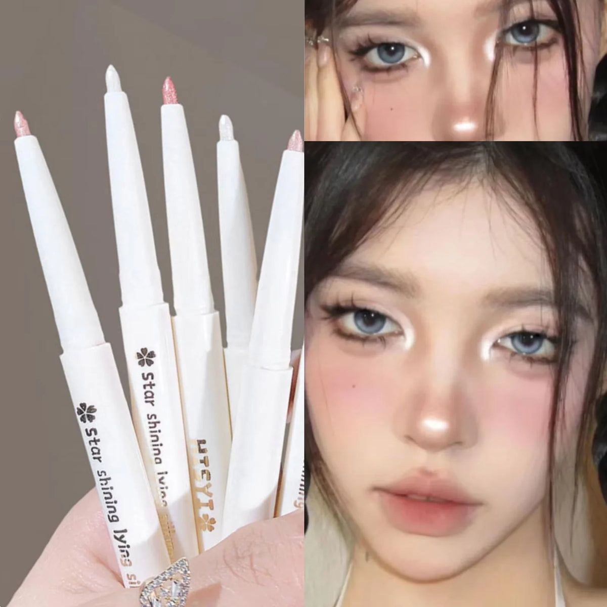 HISYI 2-in-1 Lying Silkworm Highlight 3D Liquid Eyeliner Pen Dual Eyeliner Pen HIP