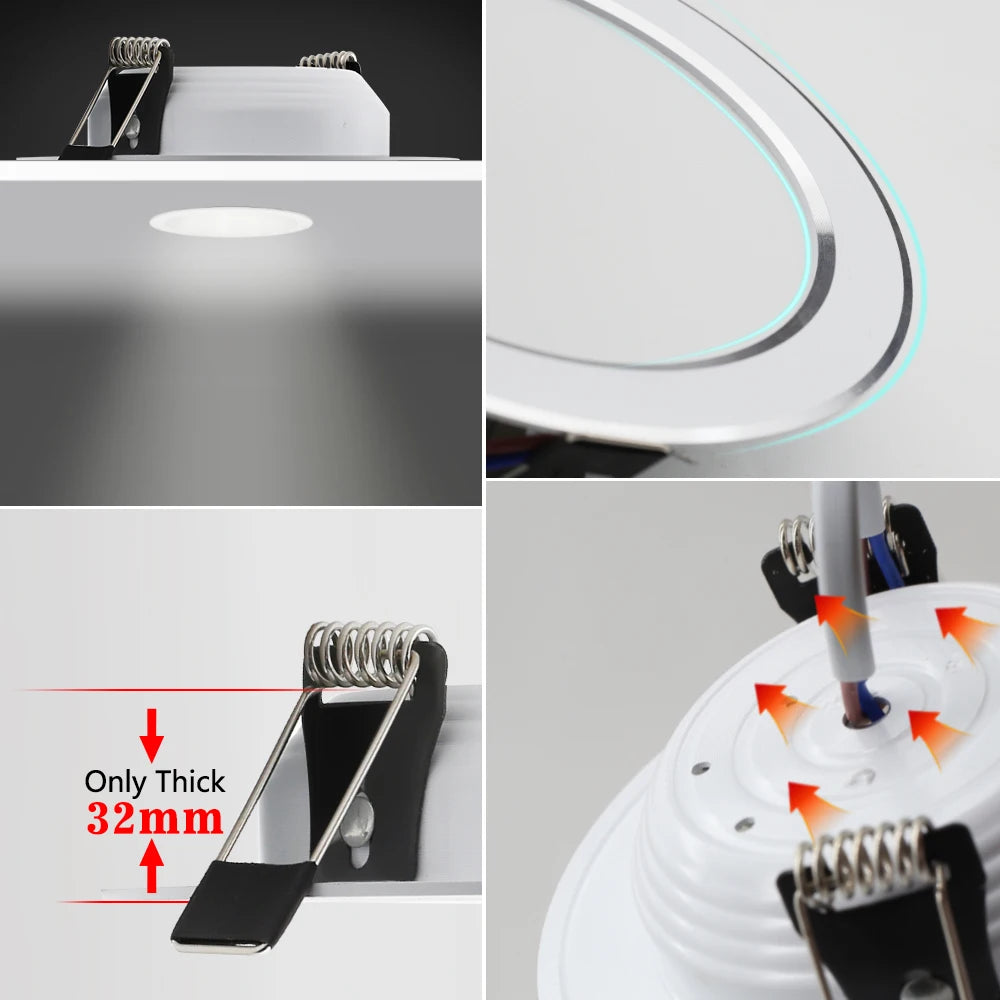 LED Recessed Downlight 7W–18W 220V | Ceiling Spotlight Panel LED Ceiling Downlight HIP