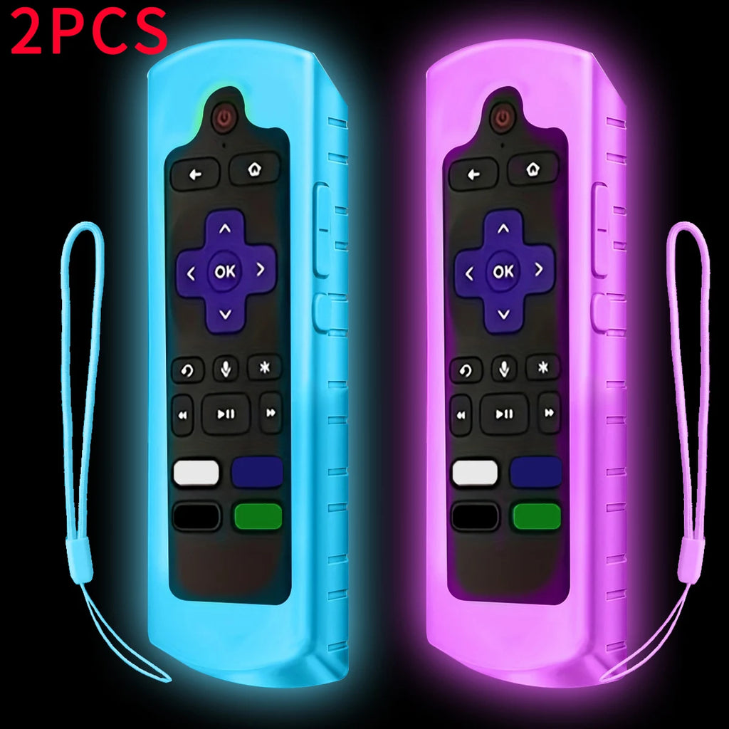 Luminous Silicone Remote Cover for TCL Hisense Roku – 1/2/3 Pack Remote Control Cover HIP blue purple