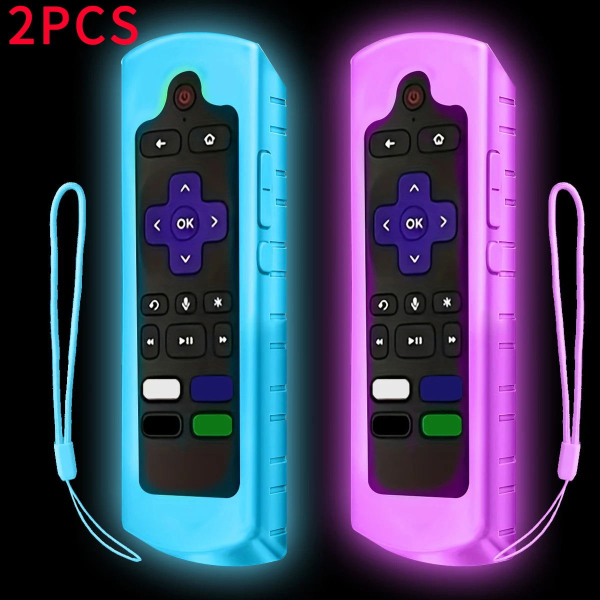 Luminous Silicone Remote Cover for TCL Hisense Roku – 1/2/3 Pack Remote Control Cover HIP blue purple