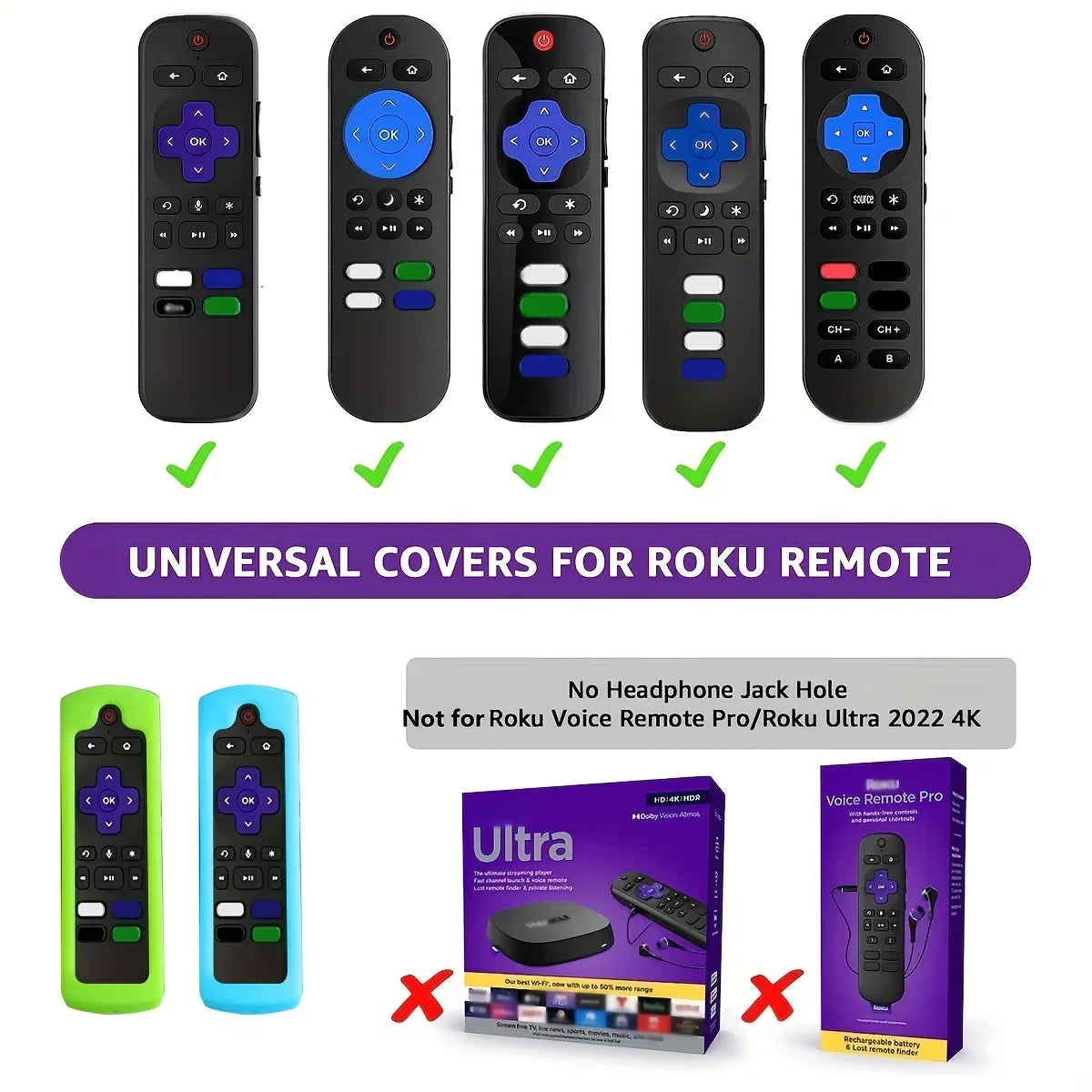 Luminous Silicone Remote Cover for TCL Hisense Roku – 1/2/3 Pack Remote Control Cover HIP