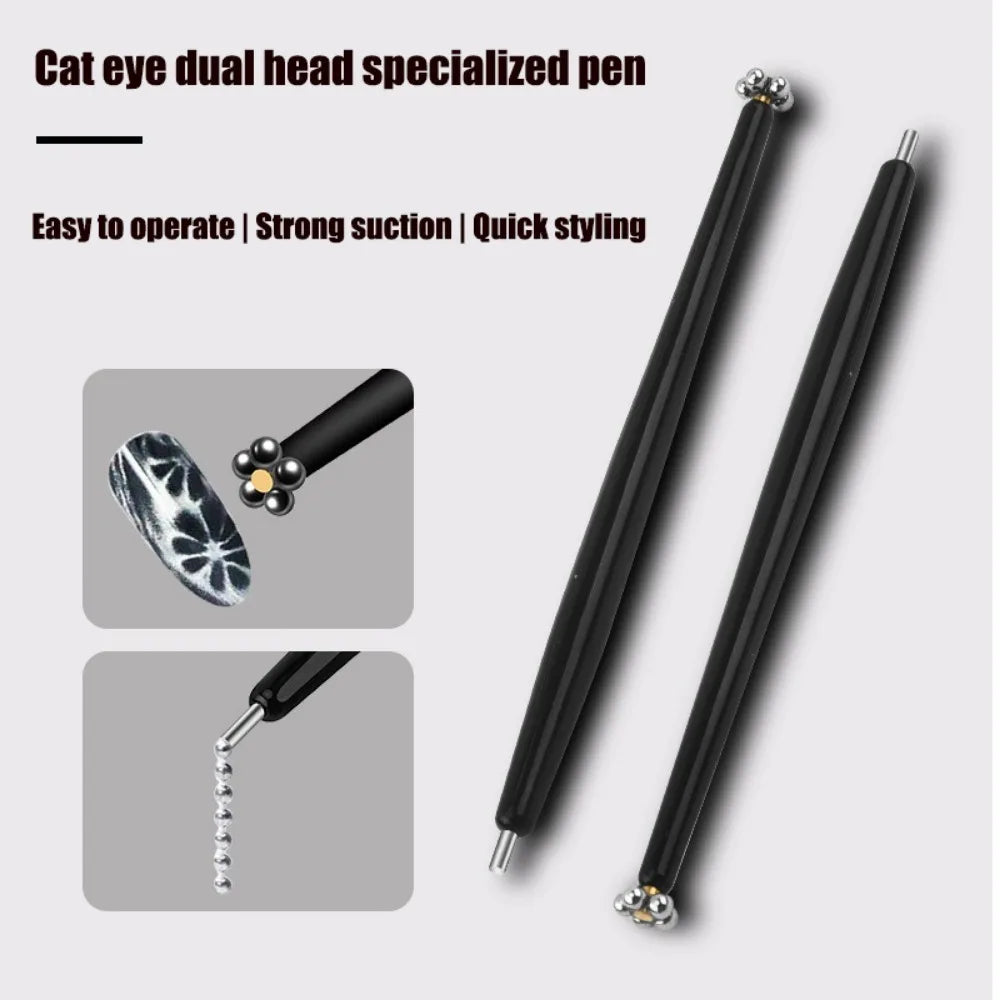 Double Headed Nail Art Magnet Stick Fancy Cat Eyes Magnet for Nail Gel Polish 3d Line Strip Effect Pro Strong Magnetic Pen Tools HIP