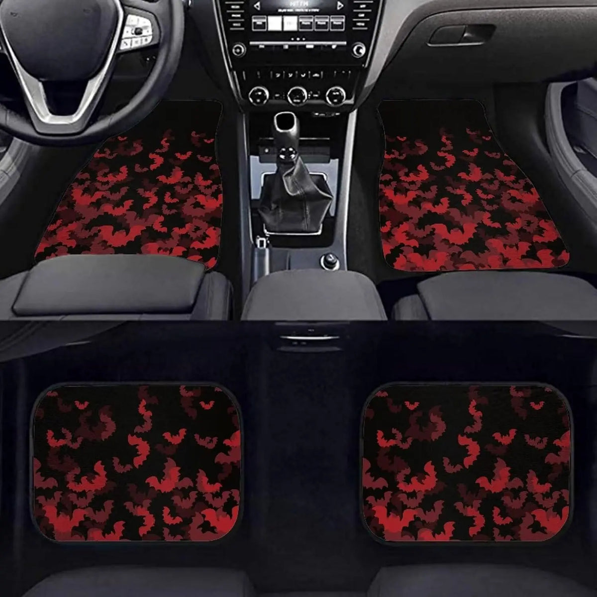 4-Piece Halloween Bat Car Floor Mats – Anti-Slip Front & Rear Car Floor Mats HIP