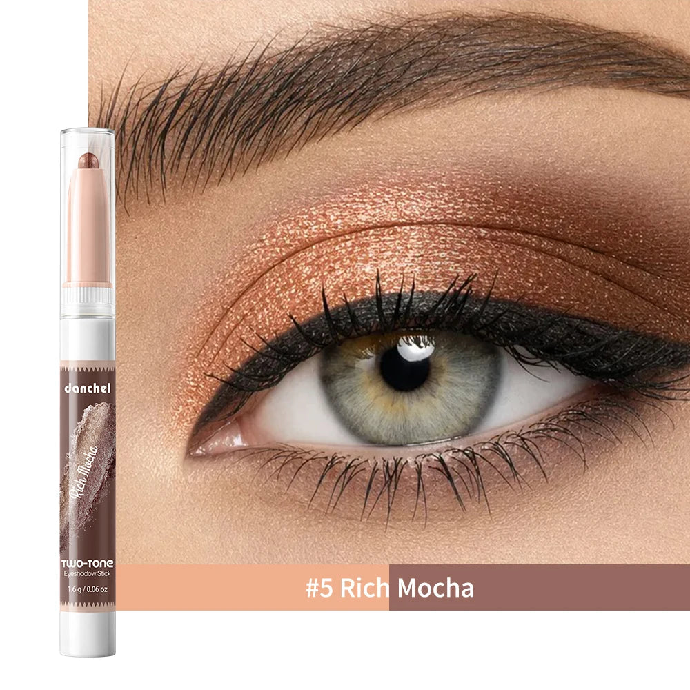 Waterproof Dual Color Eye Shadow Stick Sweat Proof Long Wear Highlighter Pencil Shimmer Cream Formula Bright Matte Finish Makeup HIP