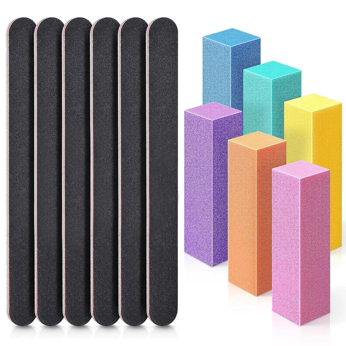 12Pcs Professional 4 Sides Sponge Colorful Sanding Buffing Nail Buffers Nails File Professional Nail Buffer Sandpaper Strong HIP 12pcs