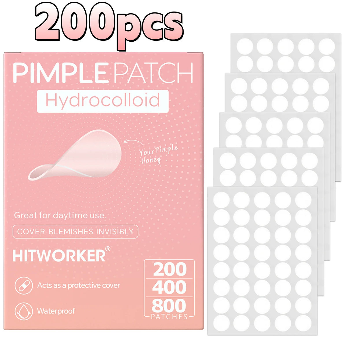 200/400/800 Pieces Hydrocolloid Acne Patches - Invisible, High-Quality Pimple Stickers with Salicylic Acid & Tea Tree HIP 200pcs