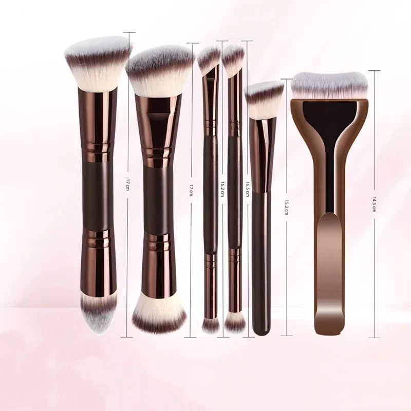 6-Piece Double-Ended Face Makeup Brush Set – Foundation & Concealer Double-Ended Makeup Brush Set HIP