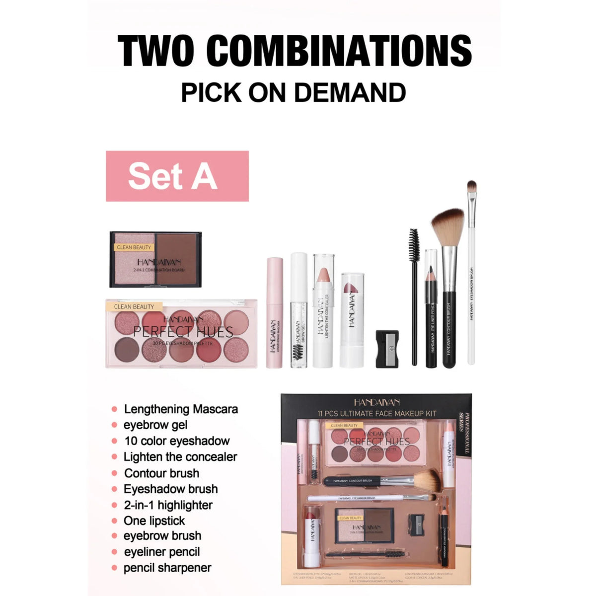 Handaiyan 11-Piece Makeup Kit – Eyeshadow, Contour & Blush Face Makeup Set HIP