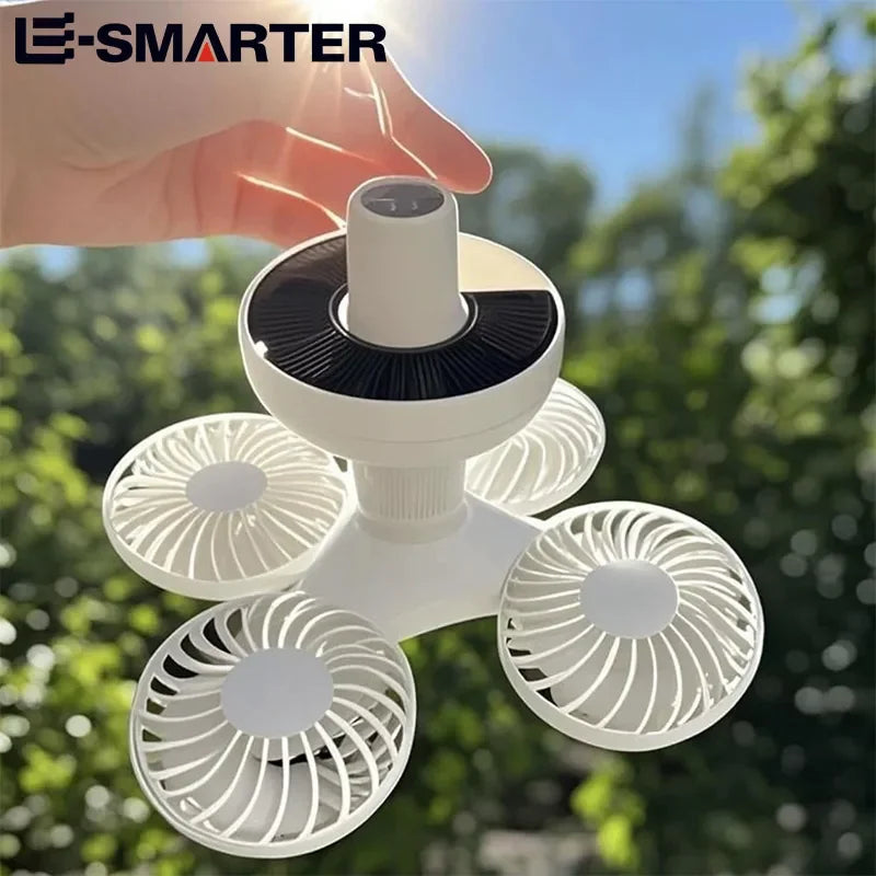 Solar LED Camping Fan Light – Rechargeable Outdoor Bubble Lantern Solar Camping Lantern HIP
