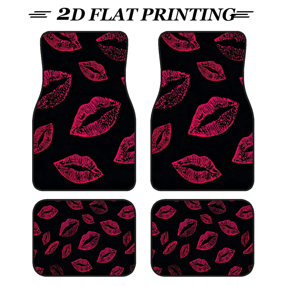 Pink Lip Print Car Floor Mats 4-Piece | All-Weather Non-Slip Car Floor Mats HIP 1