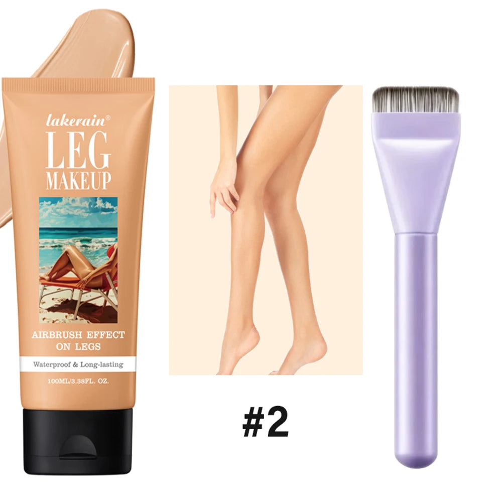 Free Brush With100ml Bronze Leg Body Foundation Long Lasting Waterproof Tanning Makeup Cream Even Skin Tone Makeup HIP Medium and brush