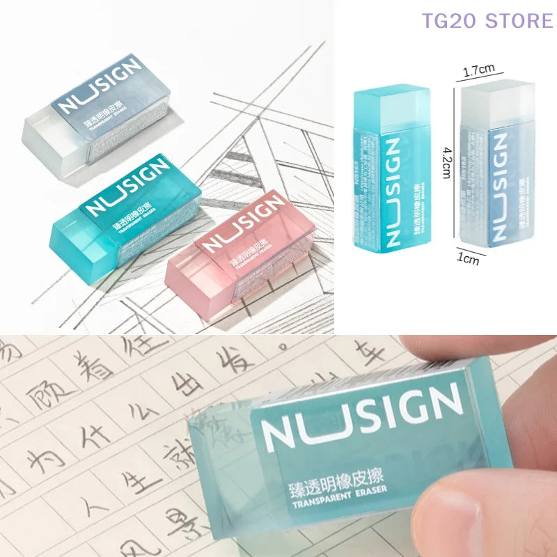 Transparent Soft Rubber Erasers – Colorful Student Stationery Pencil Eraser HIP