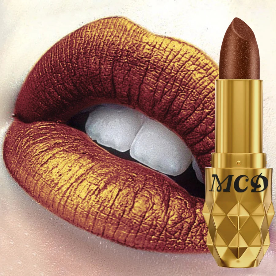 5 colors pearlescent metallic lipstick bold& intense glitter shinny lip tint long lasting lip senior matte lip makeup gifts HIP 303