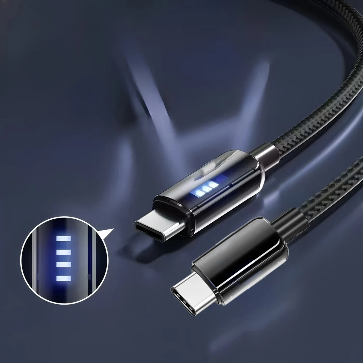 BESY LED USB-C to C Fast Charging Braided Cable – 3A Dual PD USB-C Charging Cable HIP