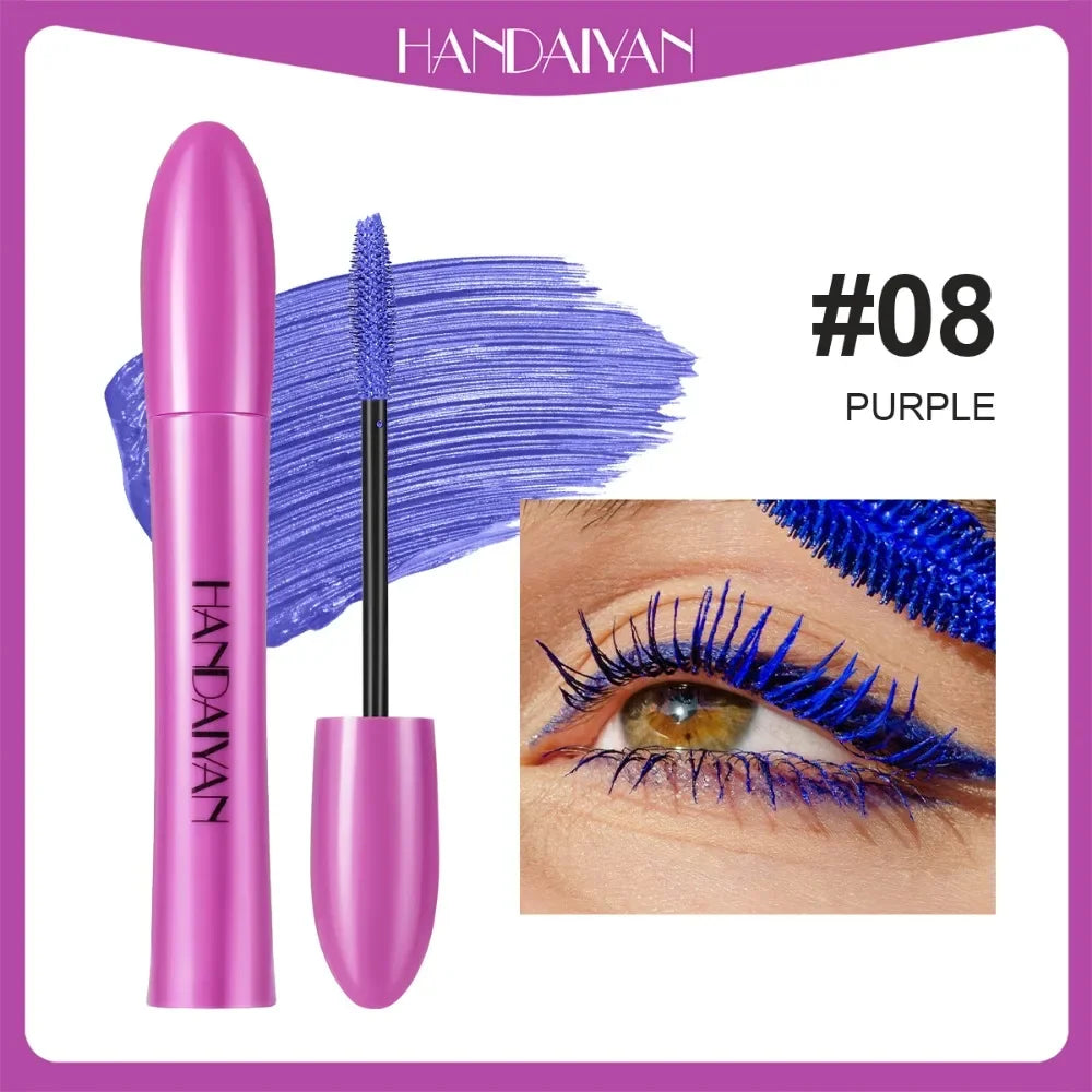 10 Color Waterproof Volumizing Mascara Smudge-Proof Curling Long-Lasting Sapphire Blue Pink Mascara for Bold Eye Look Cosmetics HIP 08