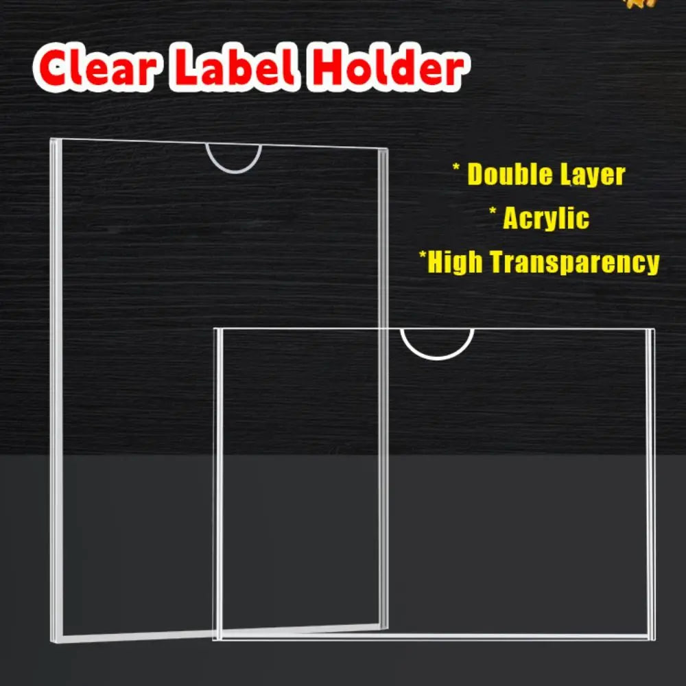 Clear Acrylic Label Holder – Self-Adhesive Sign & Card Display Acrylic Label Holder HIP