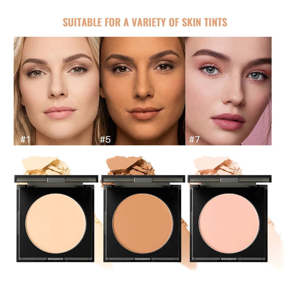 Matte Full Coverage Pressed Powder Foundation With Puff Applicator Waterproof 24H Fresh Wear Weightless Oil Control Cosmetics HIP