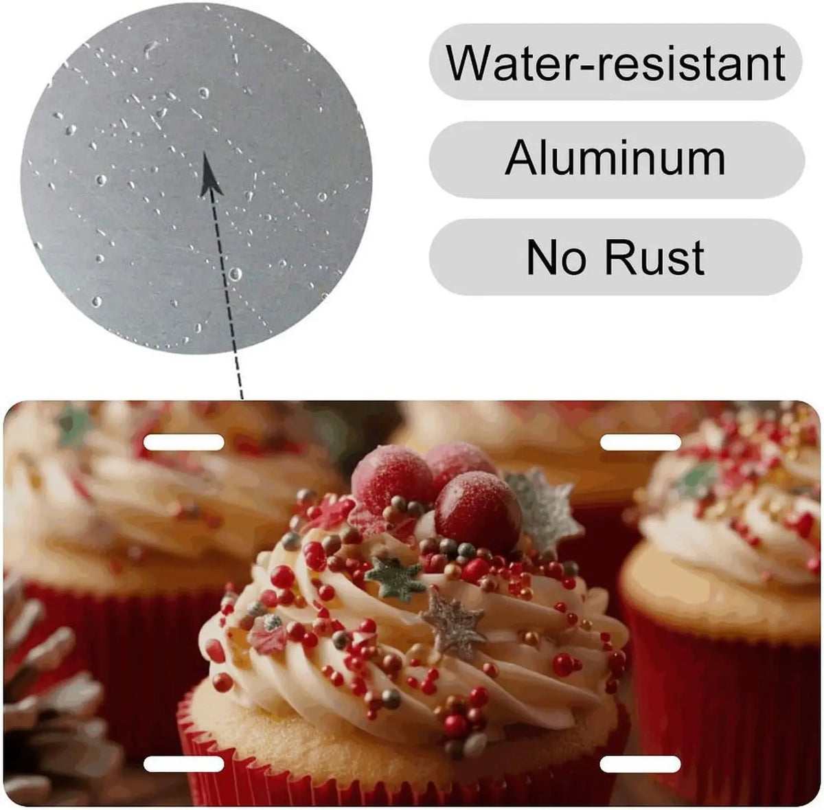 Christmas Cupcakes Aluminum License Plate Frame – Waterproof License Plate Frame HIP