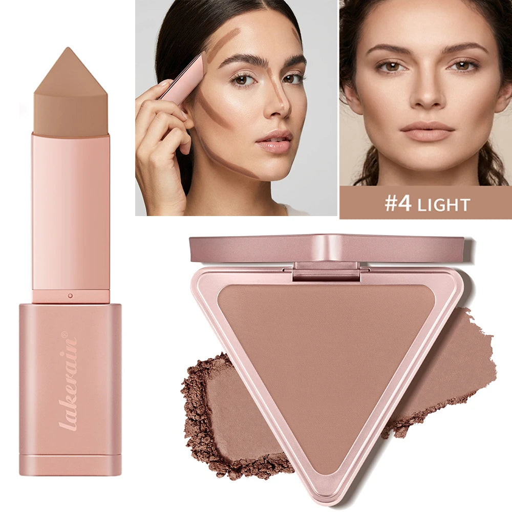 2pcs Matte Bronzer Setting Palette Setting Powder Cream Bronzer Stick For Face Contour Shading RLong Lasting Makeup Effect Water HIP