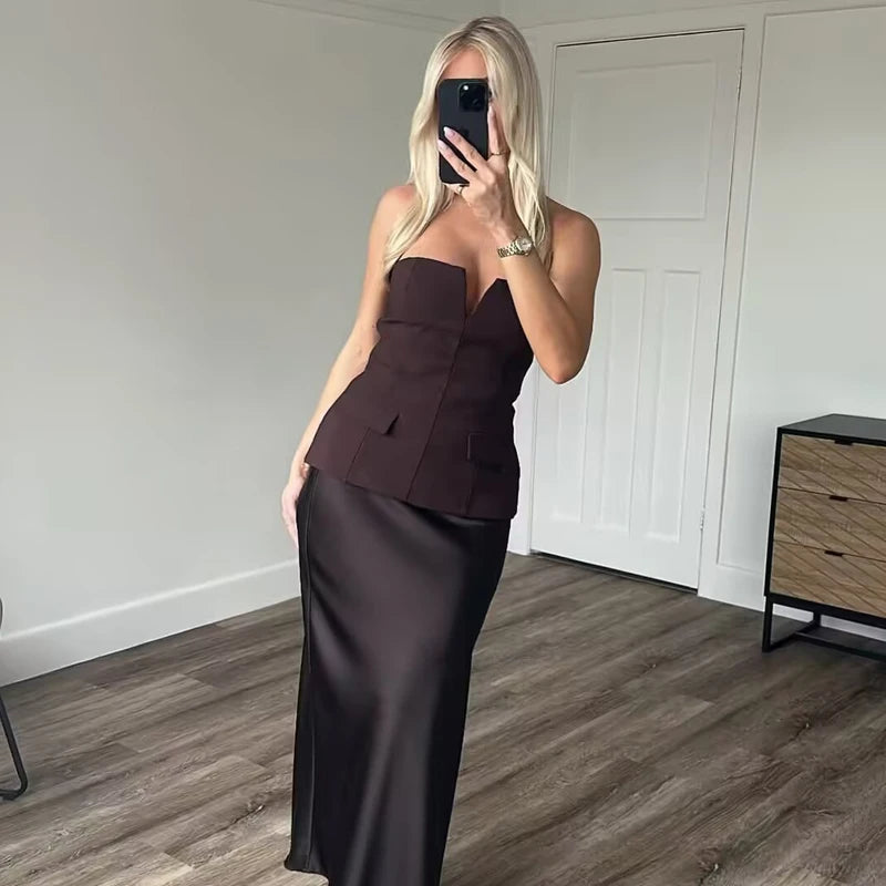 MUJER off Shoulder Tube Top Women Sexy Strapless Crop Top Woman Fashion Backless Short Tops for Women Spring Bustier Vest Top HIP