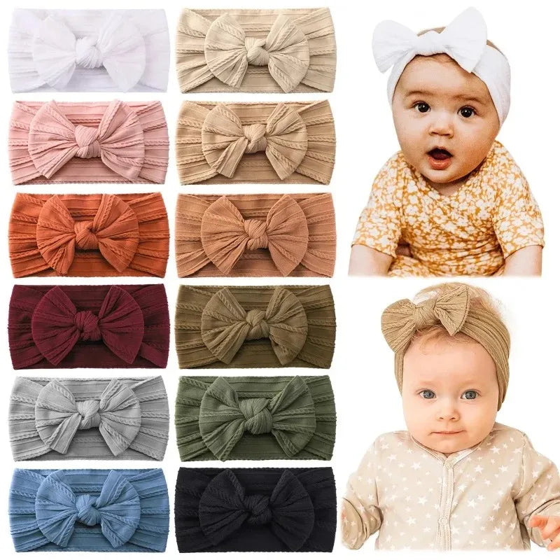 Baby Girl Soft Elastic Bow Headband – Newborn to Toddler Baby Hair Headband HIP