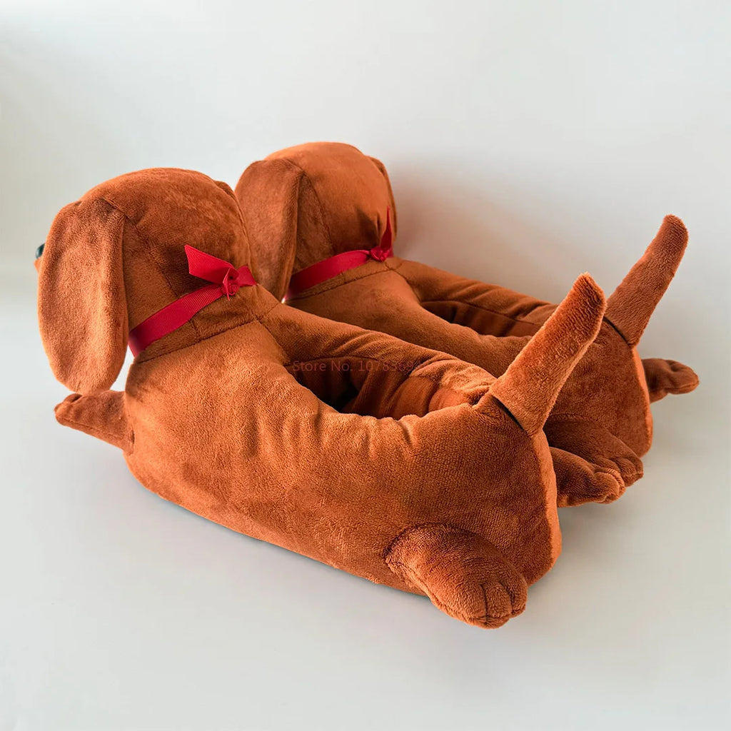 Dachshund Plush Slippers – Cozy Fuzzy House Shoes Women & Men Novelty House Slippers HIP