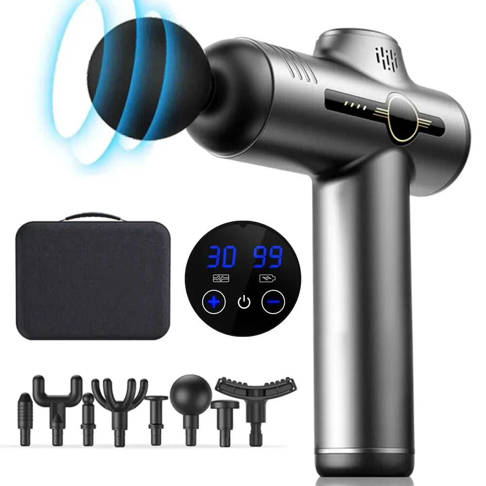 PAQIN 99-Level Percussion Massage Gun – 4 Heads, LED Screen Percussion Massage Gun HIP