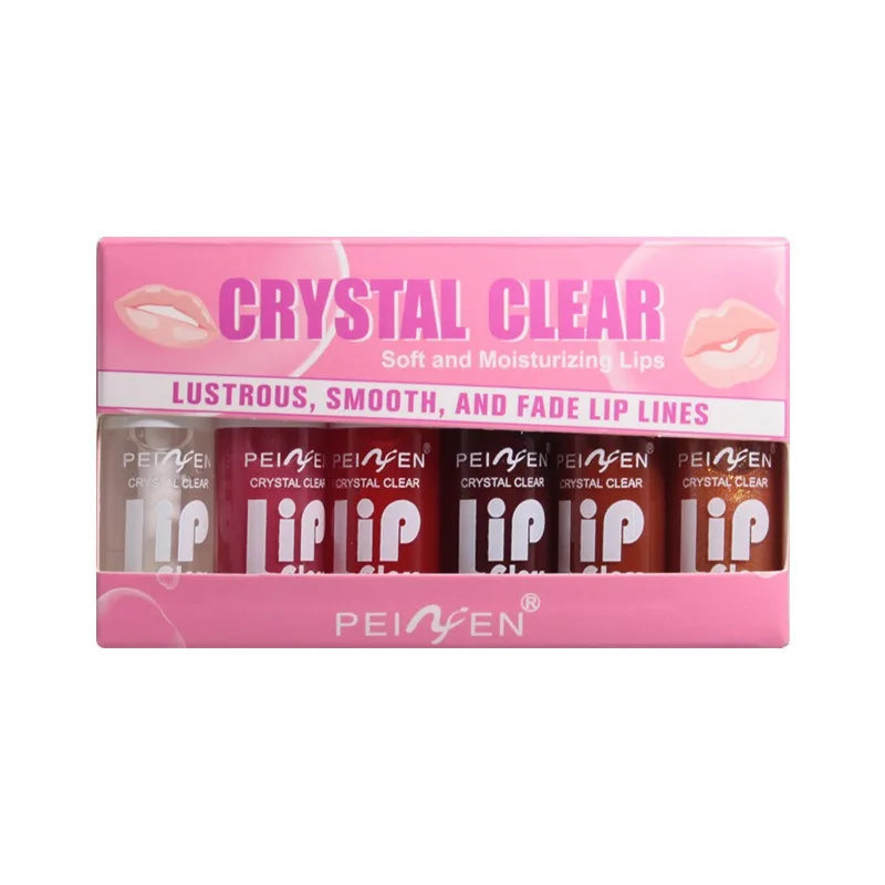 6PCS Moisturizing Lip Gloss Transparent Lip Oil Hydrating Lip Glaze Lip Plumper Hydrating Make Up Liquid Lipstick Lips Cosmetics HIP Combination 1