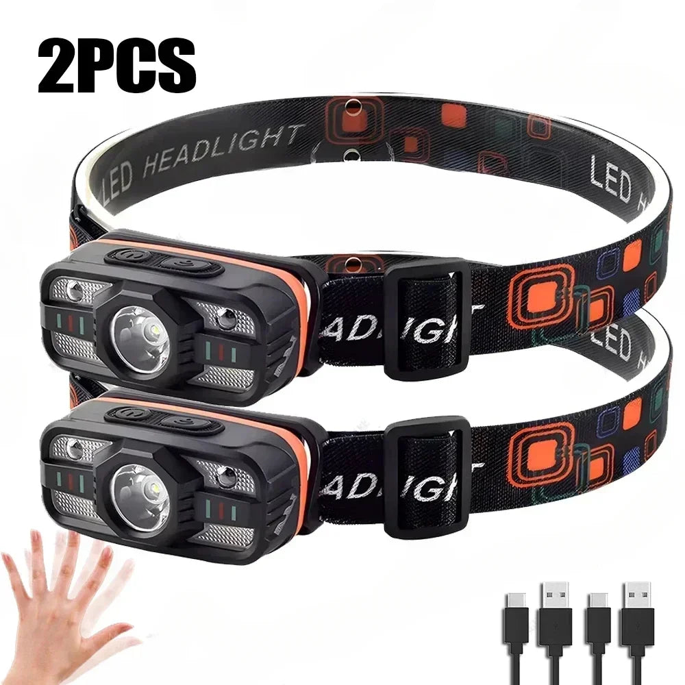 ESMARTER USB Rechargeable LED Headlamp | 6 Modes, Waterproof LED Headlamp HIP WH0188-2PC