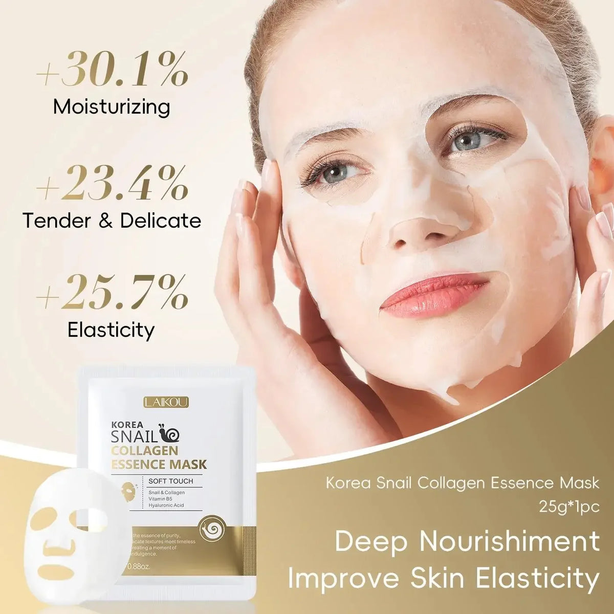 LAIKOU Snail Collagen Face Mask – Hydrating & Firming 25g Hydrating Sheet Mask HIP