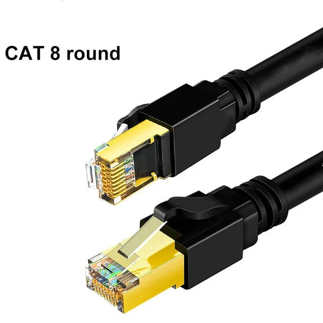 Cat 8 Ethernet Cable 40Gbps 2000MHz RJ45 LAN Patch Cord Ethernet Patch Cable HIP CAT8 Round 1M