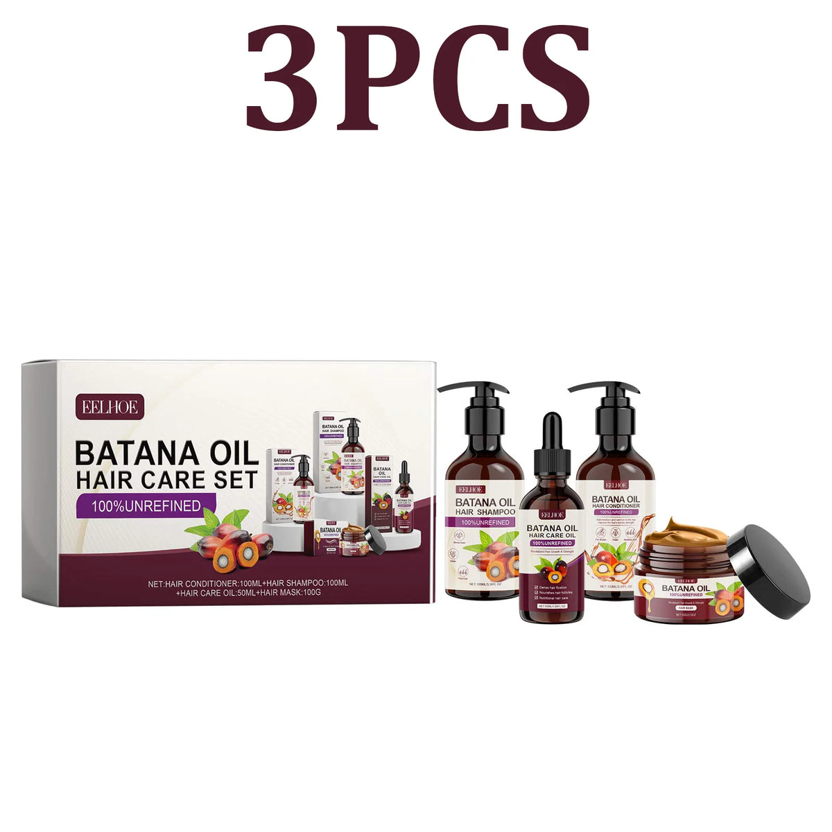 4-in-1 Hair Care Set – Shampoo, Conditioner, Mask & Oil Hair Care Kit HIP 3PCS