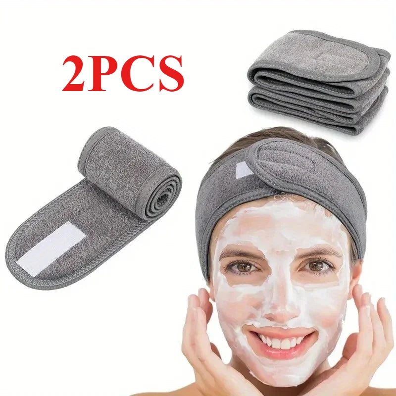 Adjustable Wide Spa Headband – Makeup, Bath & Yoga Use Spa Headband HIP C683-Gray 2pcs