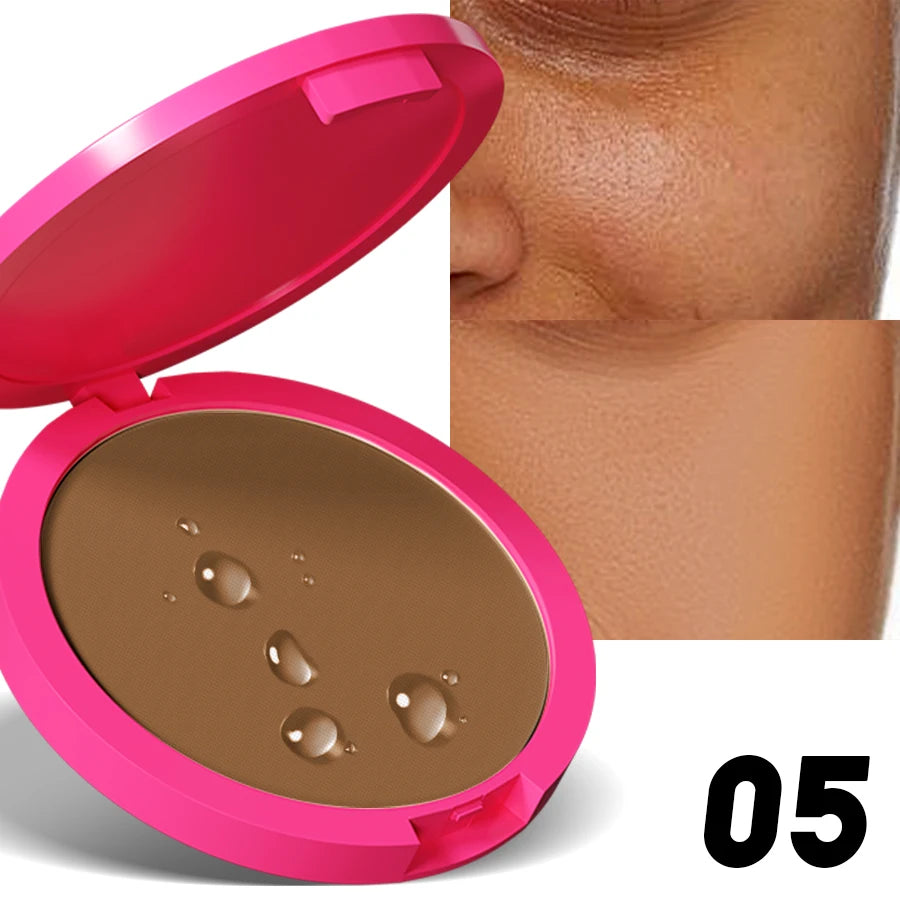Natural Matte Pressed Powder Oil Control Brighten Whitening Face Base Foundation Compact Concealer Makeup Cosmetics HIP 05