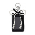 Pearl Bow Photocard Holder – Cute PU Keychain Card Case Photocard Holder Keychain HIP Black